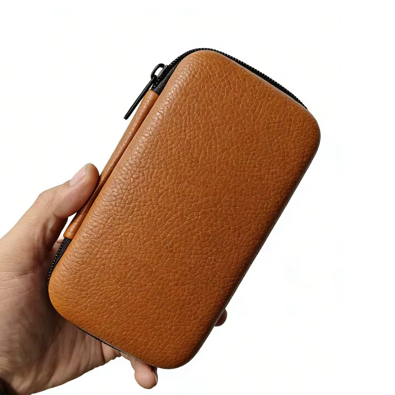 KeYi Tragbare Zigarrenbox in Orange für 6 bis 8 Zigarren mit Mesh-Einsatz als Reise-Zigarrentasche für Herren - Bild 3