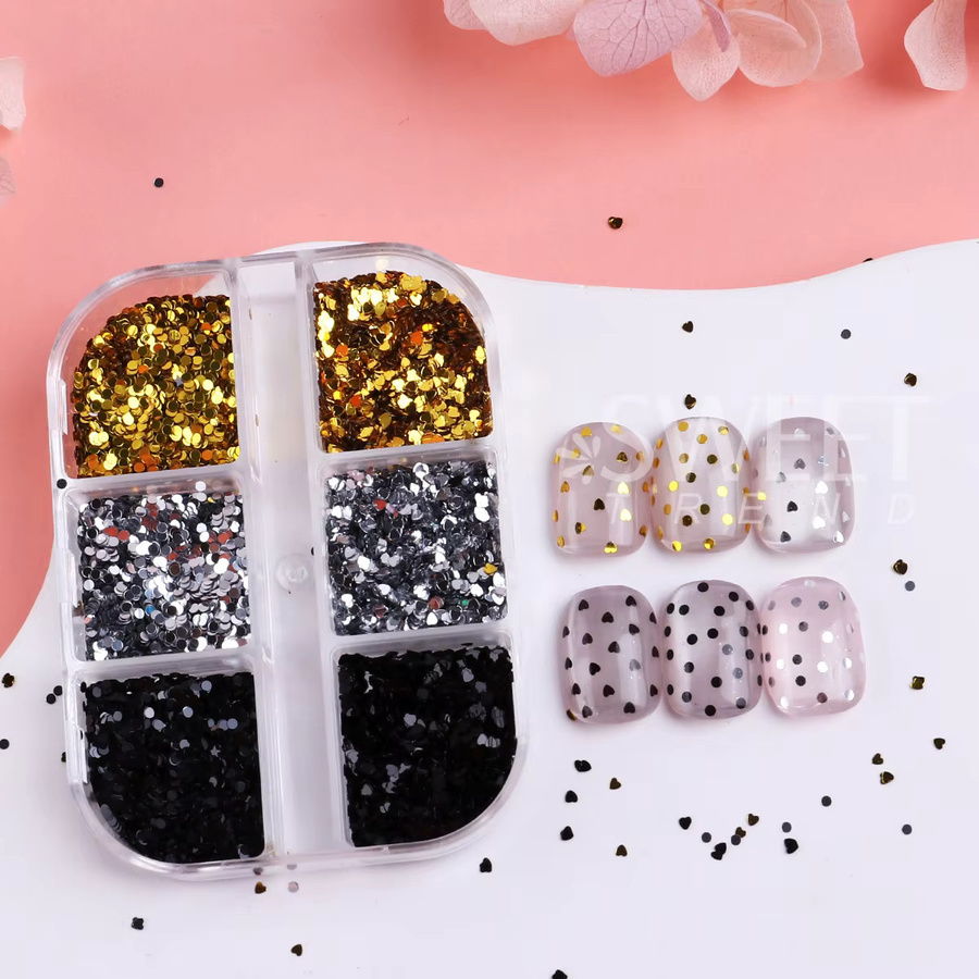 SWEET TREND Nail Art Pailletten, Gold, Herz und Polka Dot, Glänzend - Bild 1
