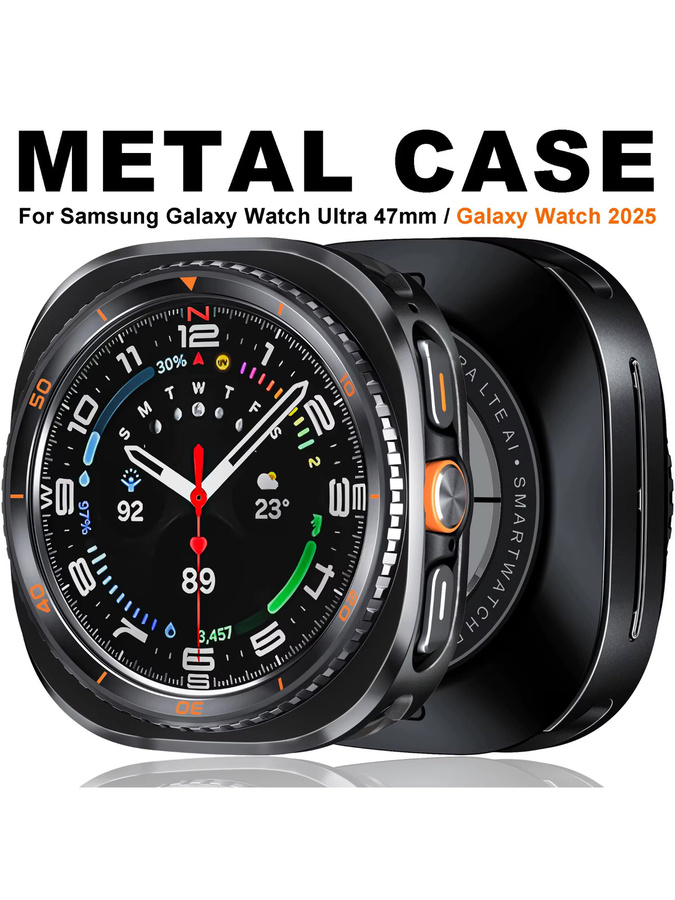 FancyWrist Uhrenzubehör Metall-Schutzhülle für Samsung Galaxy Watch Ultra, 47 mm, Edelstahl, Black Orange, Unisex - Bild 7