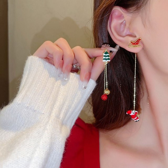Rinhoo Ohrringe, Weihnachtsbaum Schlitten Socke Hut, Unisex - Bild 1