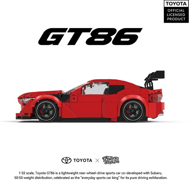 Toyota GT86 Rennwagen-Bausteine, Sportwagen, 1:32, mit Container-Displaybox - Bild 1