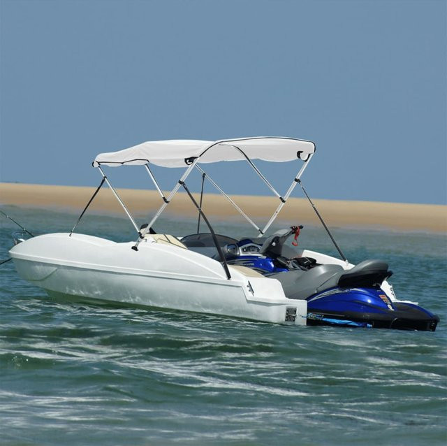 Vidaxl Bimini-Verdeck mit Seitenwänden in Weiß mit 3 Bögen, B: 183 cm, B/T: 170-182 cm, H: 137 cm - Bild 1