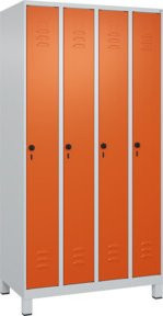 C+P Spind Classic PLUS Garderobenschrank mit 4 Abteilen, Grau/Orange, B/T/H: 195 x 100 x 50 cm - Bild 1