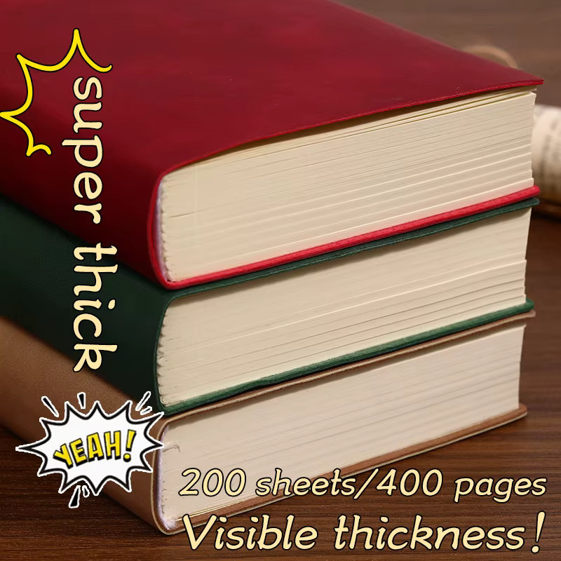 A6 Leder-Notizbuch mit 400 Seiten Softcover-Journal in Rot, Blanko-Schreibbuch für deine Reise- und täglichen Notizen - Bild 2