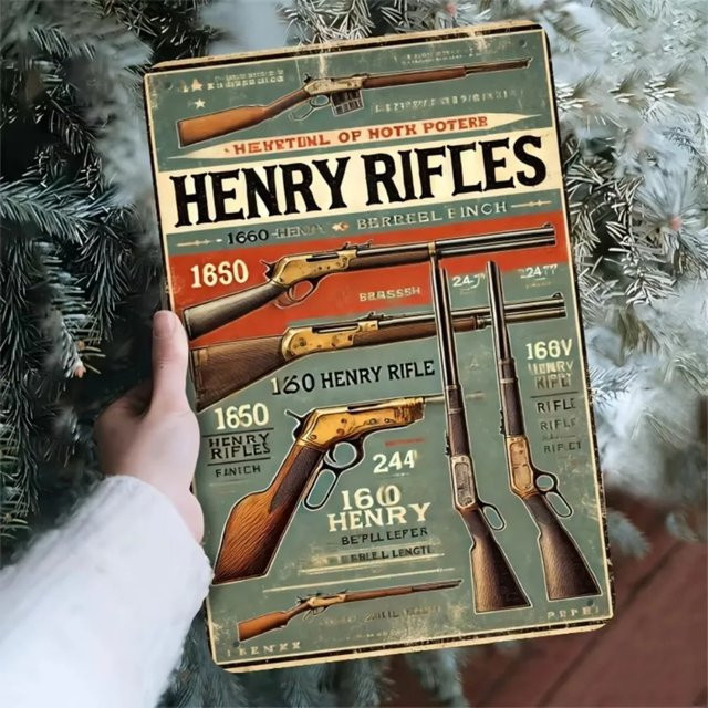 CIFBUY Retro Henry Rifles Wandkunst aus Metall in Multicolour, Rechteckiges Schild B: 30 cm, H: 20 cm, T: 1 cm - Bild 1