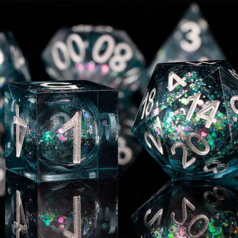 GSF Galaxy RPG Würfelset, Handgefertigte Pailletten-Würfel, Weltraum, Bunt / Mehrfarbig - Bild 4