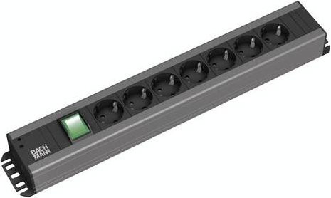 Bachmann 19Zoll Steckdosenleiste 7f mit Schalter 35Grad Aluminium Schwarz 300.007 - Bild 1