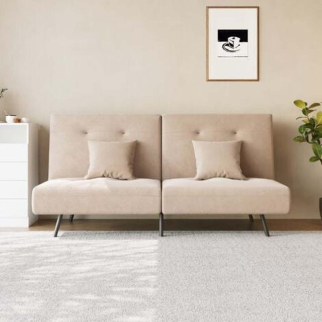SONNI 3 in 1 Schlafsofa mit verstellbarer Rückenlehne und 2 Kissen, Baby-Samt, Dunkelgrau, B/T/H: 180 x 89 x 78 cm - Bild 1