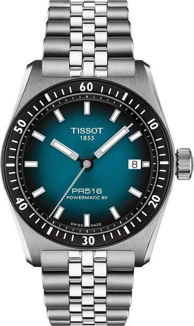 Tissot Herrenuhr PR516, Automatik, Edelstahl, Blau, 38 mm, 10 ATM - Bild 1