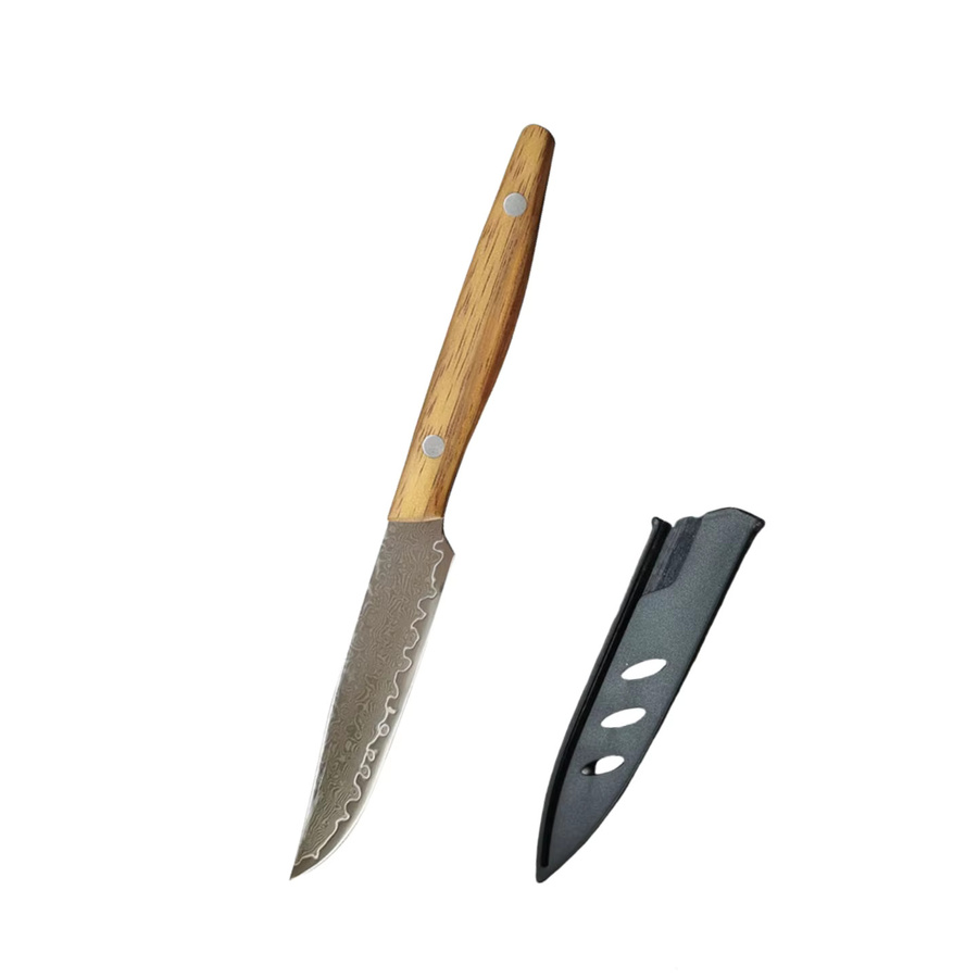 ALLWIN HOUSEWARE W Schälmesser aus Damaststahl mit Schutzhülle und braunem Holzgriff, 10,16 cm - Bild 4