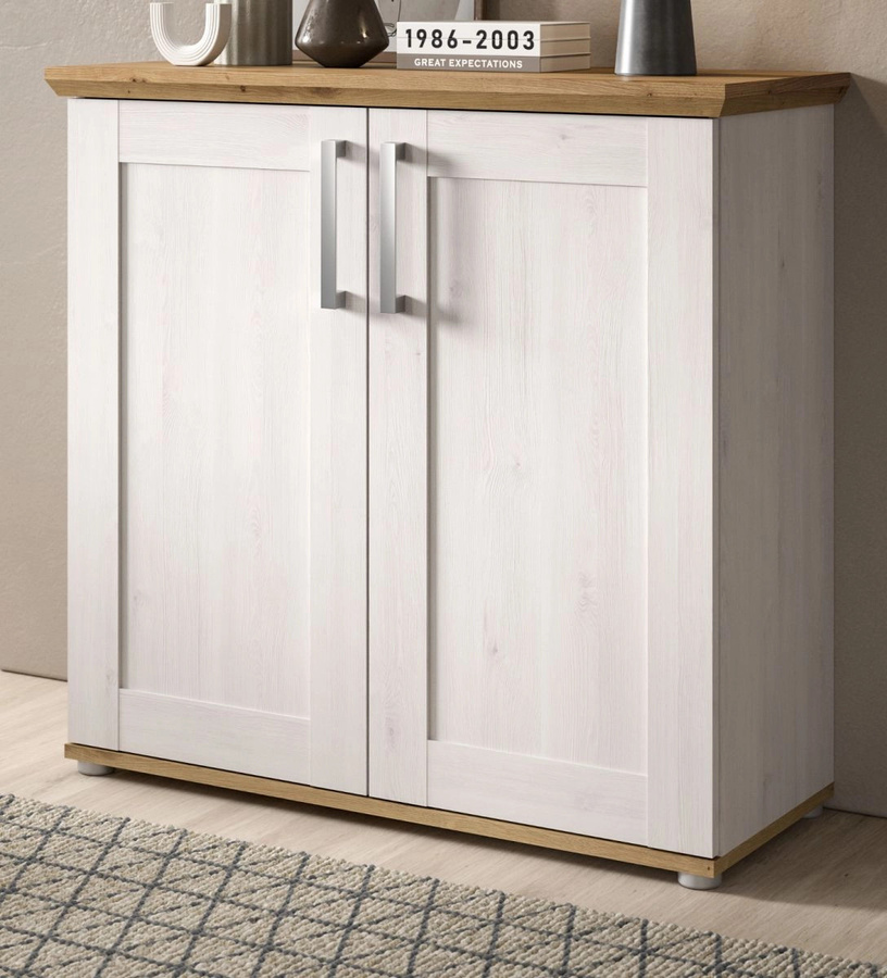 Inn.Furn Kommode Mirano Landhausstil in Weiß mit Lärche und Eiche Artisan, Höhe: 95 cm - Bild 1
