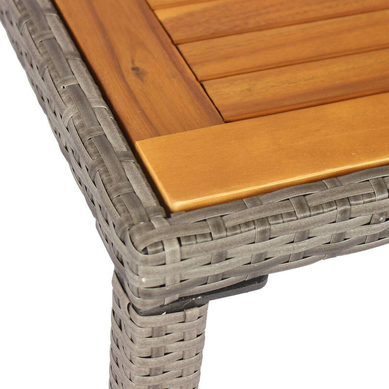 POCOline Tischgruppe Korfu in Grau aus Polyrattan mit Akazienholz und Stahlrahmen im modernen Design - Bild 4