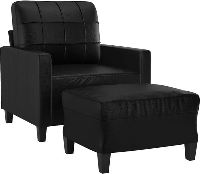 vidaXL Sessel mit Hocker in Schwarz aus Kunstleder für das Wohnzimmer - Bild 1