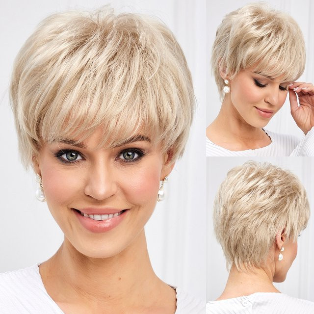 HAIRCUBE Perücke, Blonde Bob, Synthetisch, mit Pony, Damen - Bild 1