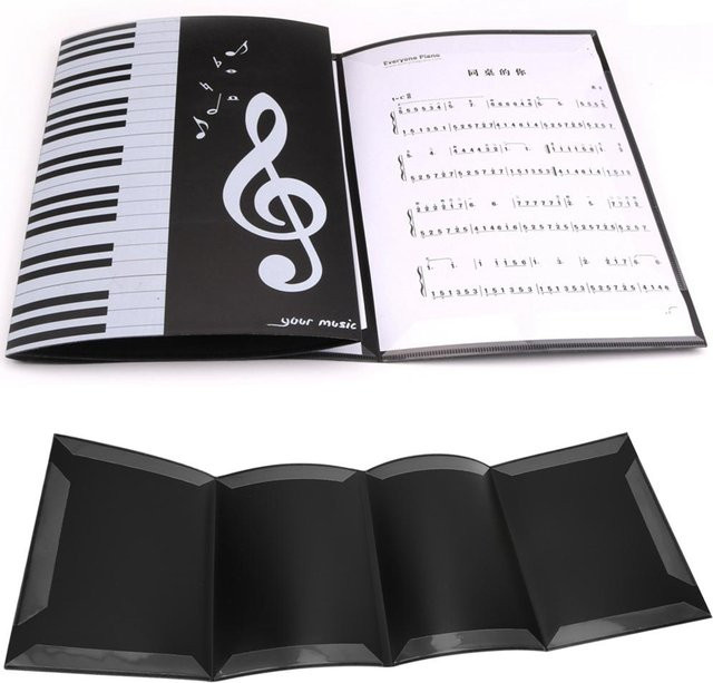 CosyHome Notenmappe im A4-Format mit Musik-Thema für Pianisten, Schwarz - Bild 1