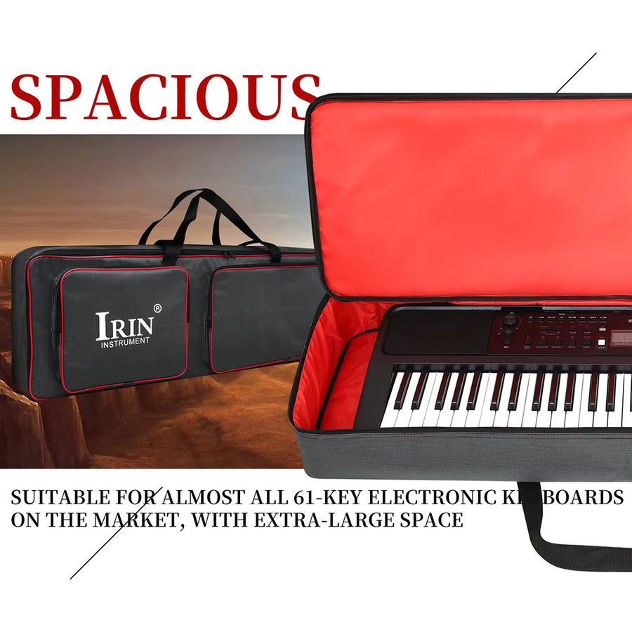 IRIN Tastatur-Rucksack-Tasche für 61 Tasten mit 10 mm Polsterung als Schutzhülle für elektronische Keyboards und Orgeln - Bild 4