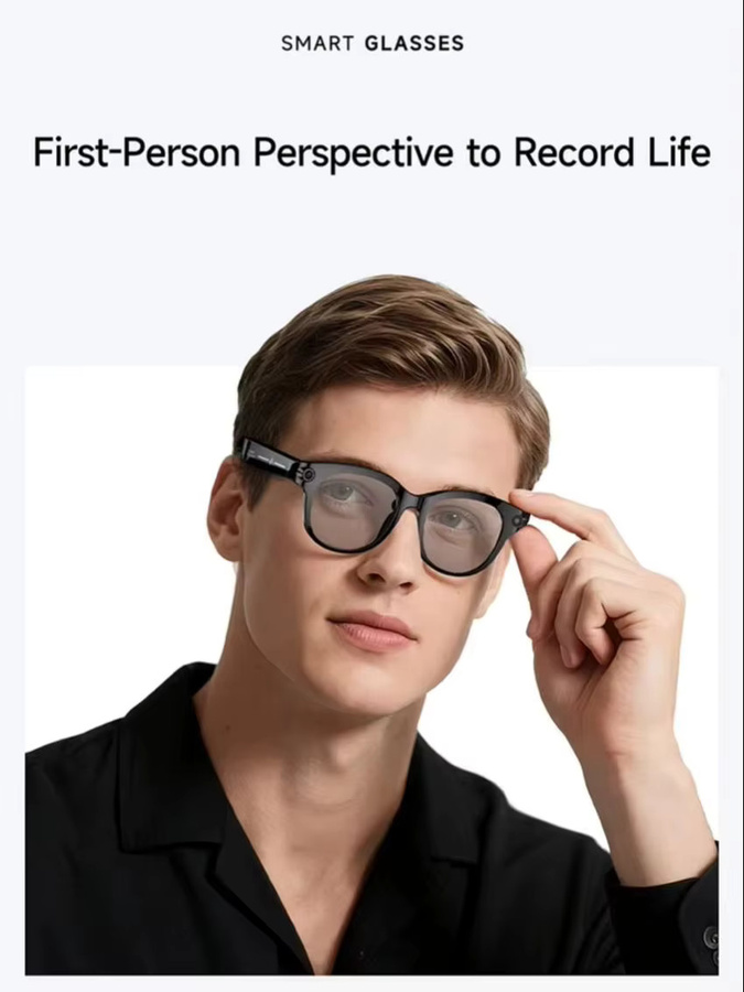 Koipsse Intelligente Kamera-Übersetzungsbrille in Schwarz mit 8-Megapixel-Auflösung, Besprechungsaufzeichnung und Musikwiedergabe - Bild 3