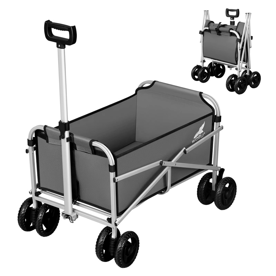 WOLTU Klappbarer Handwagen in Schwarz mit Bremsen und Doppelrädern für Garten, Camping und Outdoor - Bild 4
