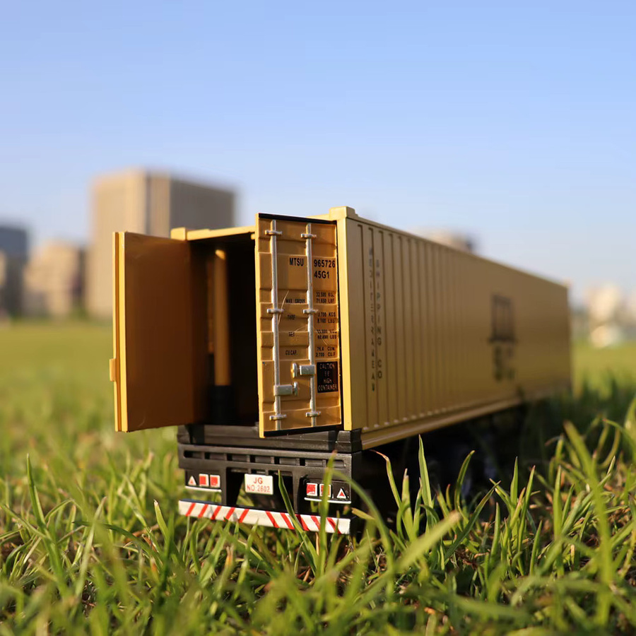 MAKEDA American Trailer Transport Vehicle, Container Truck Modell, 1:50, Metall, mit Licht und Sound - Bild 3