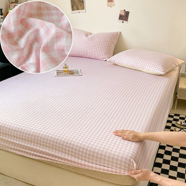 Couvre Lit Home Spannbettlaken im Karomuster in Pink, B/T: 90 x 200 cm - Bild 1