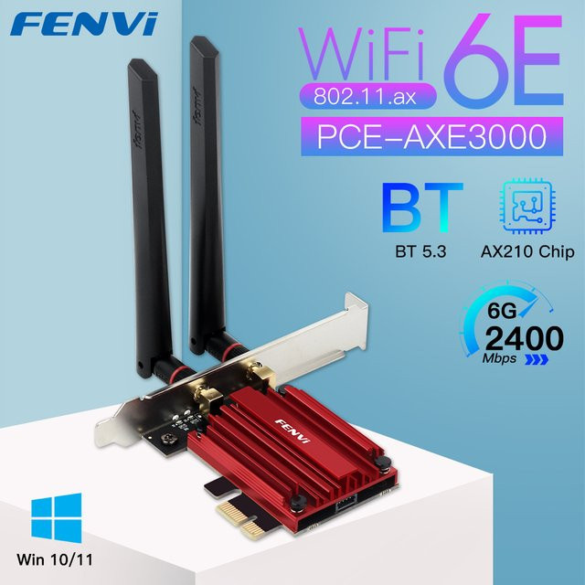 Fenvi Wi-Fi 6E AX210 PCIe Netzwerkkarte mit Tri-Band 2,4 GHz/5 GHz/6 GHz und Bluetooth 5,3 für Windows - Bild 1