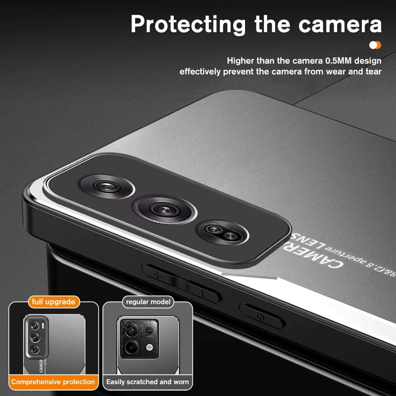 Light-Armor Stoßfeste Schutzhülle aus Aluminiumlegierung und TPU für OPPO A80 5G, A60 und A40 4G mit Kameraschutz und Soft Bumper - Bild 1