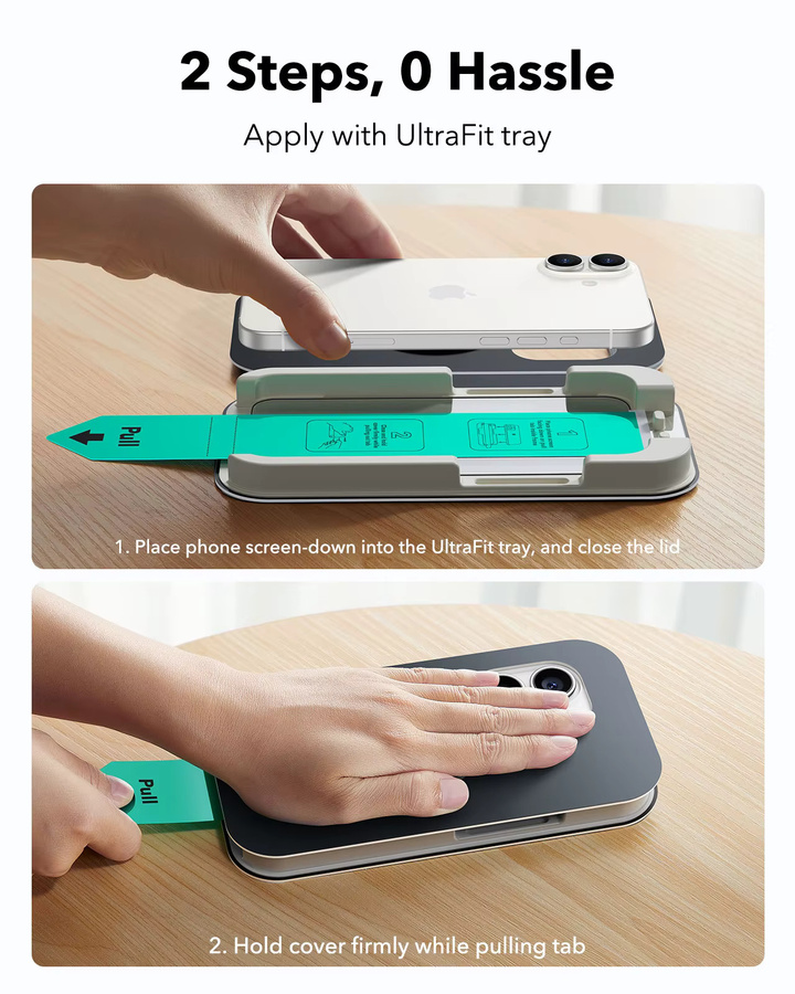 ESR 3er-Pack Displayschutzfolie aus gehärtetem Glas in Militärqualität für iPhone 17 Pro Max, 17 Air, 16, 15, 14 und 13 Pro Max, transparent - Bild 3