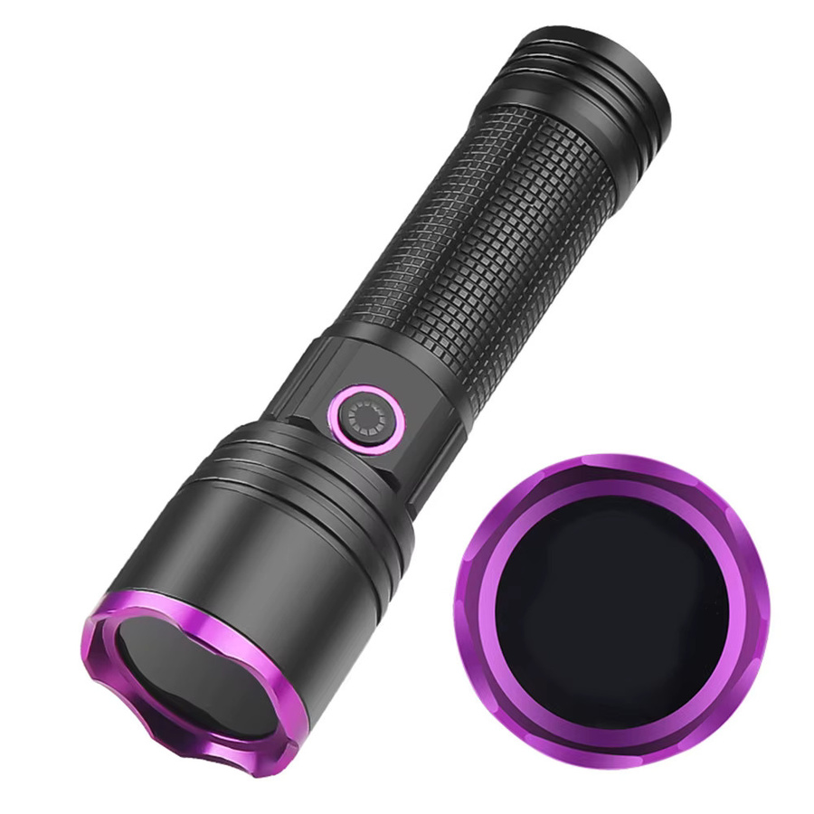 KENSUN UV-Taschenlampe 365 nm mit schwarzem Spiegel und violettem Licht, wiederaufladbar via USB-C, Schwarz/Violett - Bild 4