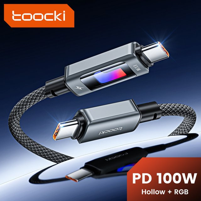 Toocki USB C auf USB C Kabel PD 100 W Schnellladekabel mit E-Marker Chip, Schwarz - Bild 1