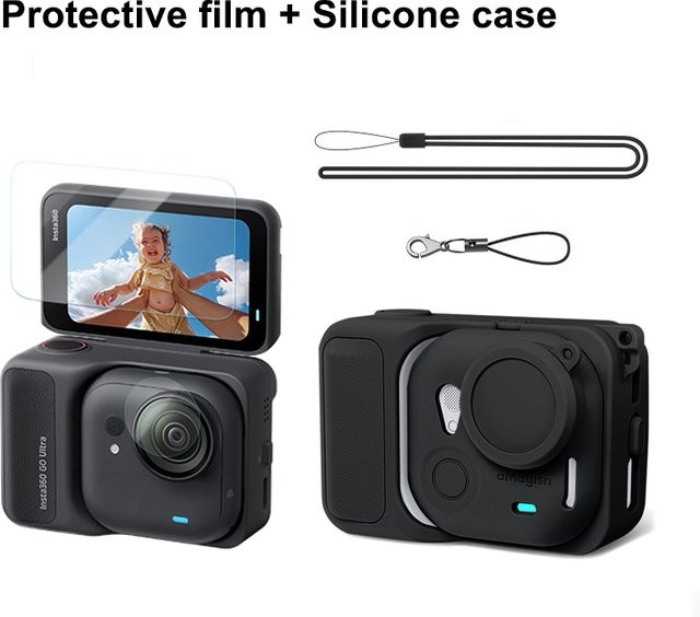Insta360 GO Ultra Schutzset mit Silikonhülle und 2 Stück gehärteter Glasfolie - Bild 1