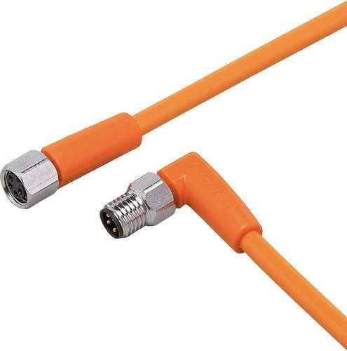 ifm electronic EVT190 Verbindungsleitung mit gewinkeltem Stecker und gerader Buchse, Polzahl 4, Farbe: Orange, Länge: 0,3 m - Bild 1