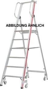 Hymer Plattformleiter aus Aluminium mit Handlauf und Rollen, 5 Stufen, Silber, B/T/H: 44 x 40 x 80 cm - Bild 1
