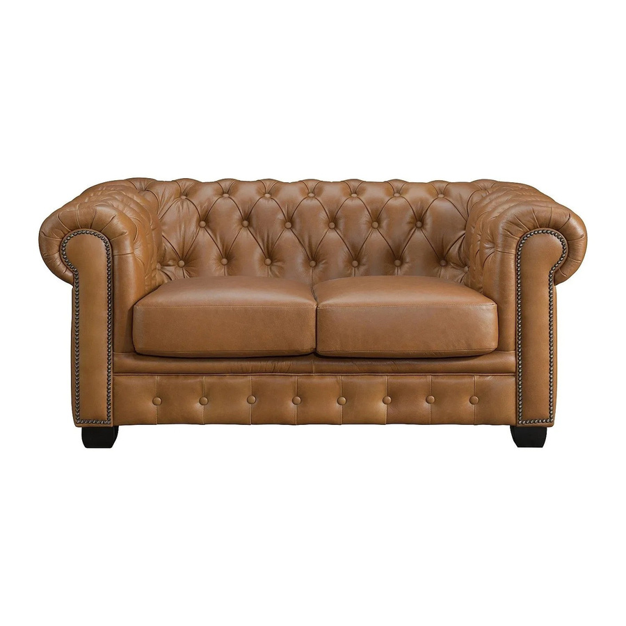 Vente-unique Chesterfield Sofa Brenton aus Büffelleder in Kamelbraun, Breite: 160 cm - Bild 2
