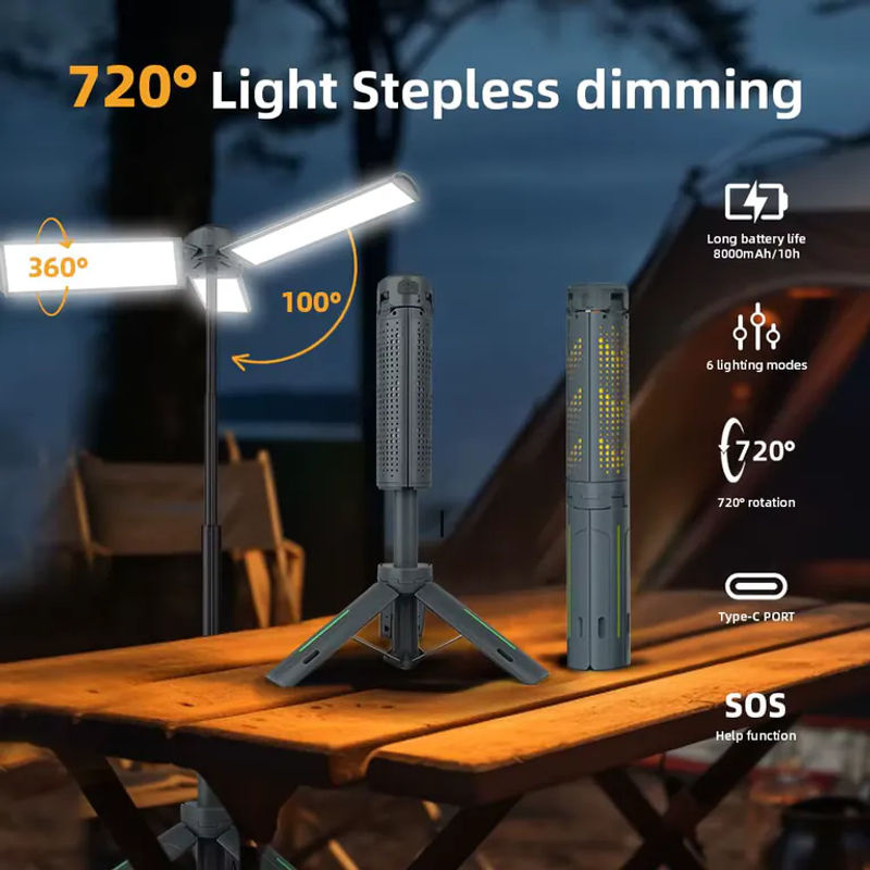 BALDR Teleskopische Campinglampe Grau, wiederaufladbare Outdoor-Laterne mit dimmbarer Touch-Steuerung und Notlichtfunktion - Bild 4