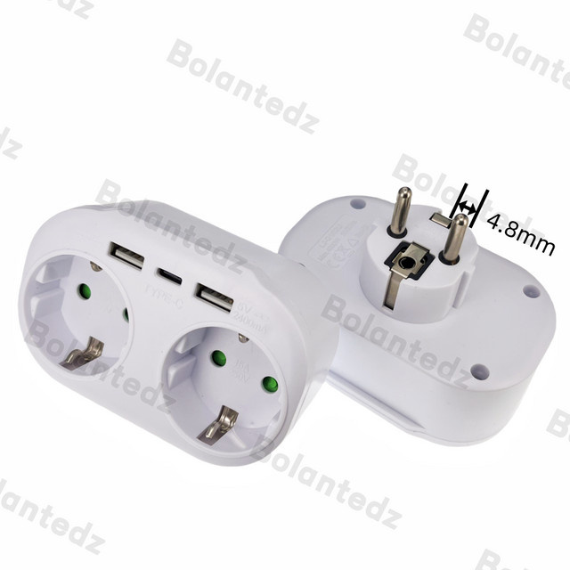 Bolantedz USB-Steckdosenleiste mit USB-A und USB-C in Weiß - Bild 1