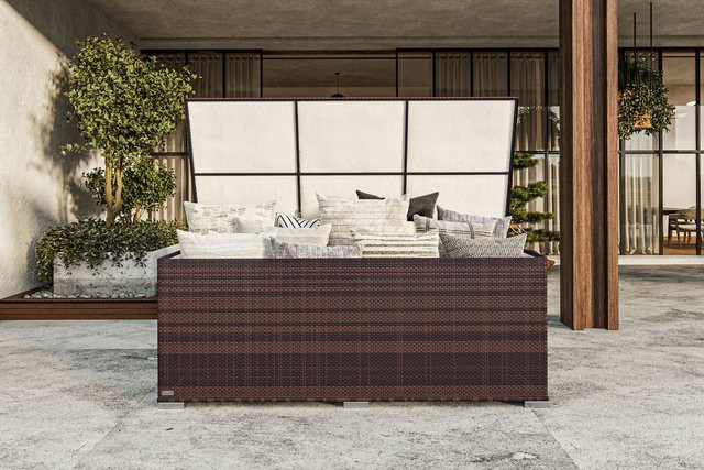 OUTFLEXX Kissenbox aus Polyrattan in Braun Marmoriert, B/T/H: 204 x 94 x 75 cm - Bild 1