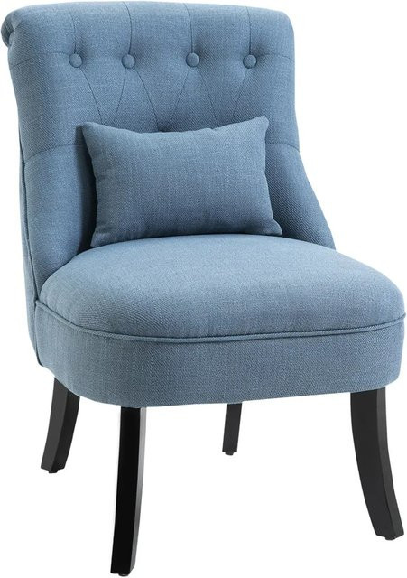 HOMCOM Relaxsessel im Vintage-Design mit Rückenkissen und Gewebebezug, Blau, B/T/H: 52,5 x 69 x 77 cm - Bild 1