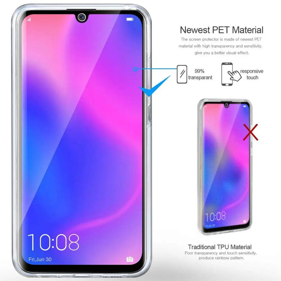 Transparente 360 Grad Ganzkörperhülle aus Silikon TPU für Huawei P30 P20 Pro Lite und Mate 30 20 10 Lite sowie Y6 Y7 Y8 und P Smart 2019 - Bild 2