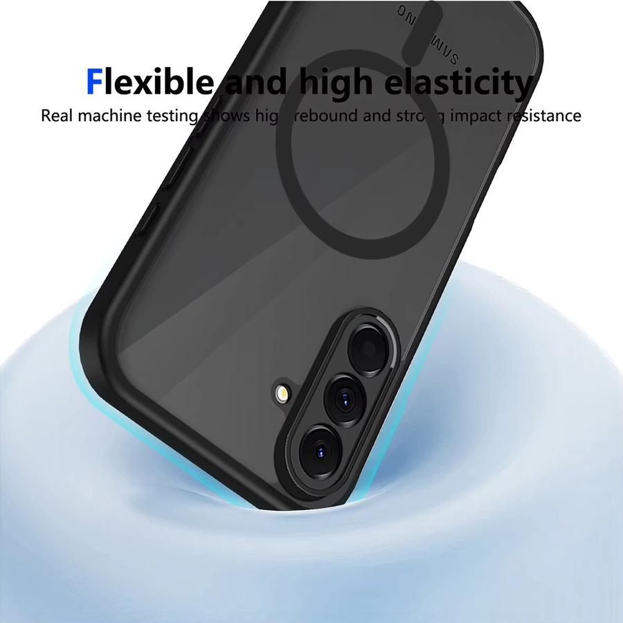 Magnetische kabellose Lade-Telefonhülle für Samsung Galaxy A Serie, transparent schwarz mattiert - Bild 5