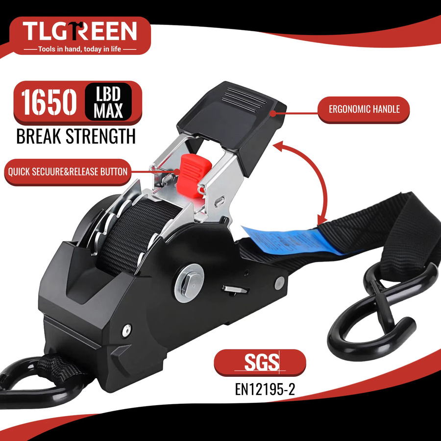 TLGREEN Ratschenriemen-Set in Schwarz, 2er-Pack, Breite: 25 mm, Länge: 3 m - Bild 2