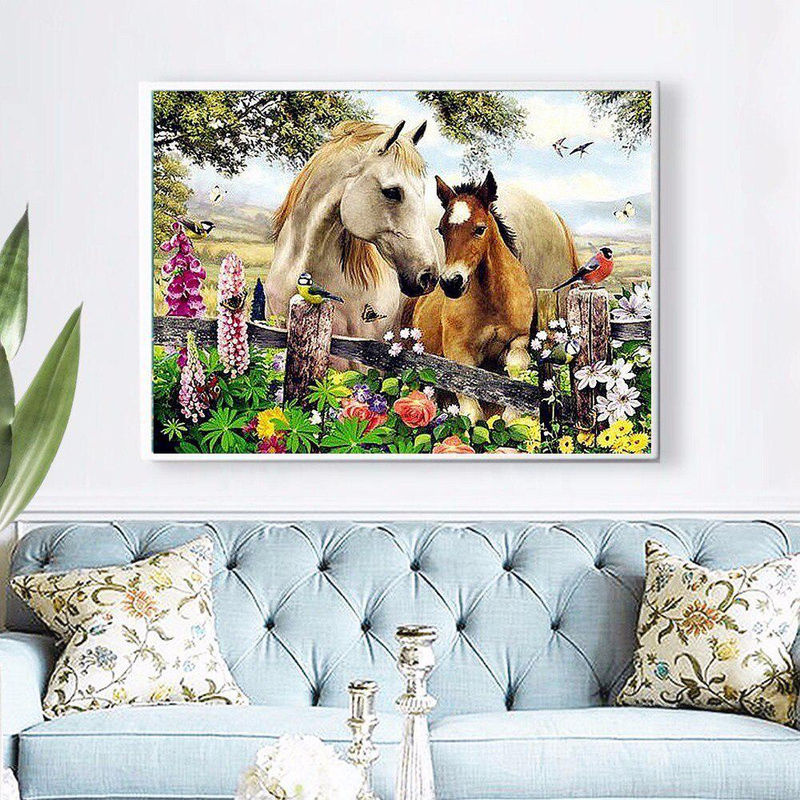 FIYO Diamond Painting Set Pferdemotiv mit runden Steinchen, Mehrfarbig, B/H: 30 x 20 cm - Bild 3
