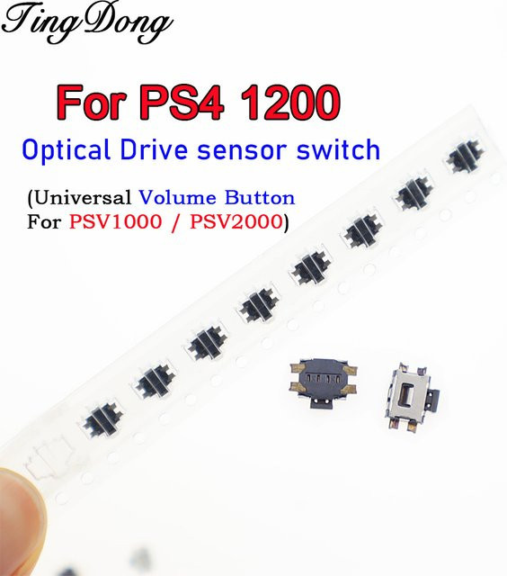 TingDong Original Schalterknopf 4-Pin SMD Taktiler Schalter Seitlich Drückbar Ohne Schaft für PS4 1200 Konsole in Schwarz - Bild 1