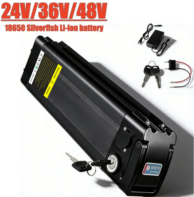 Bafang Silver Fish Li-Ion Akkupack mit 2A Ladegerät für 250W-1000W Motoren, erhältlich in 24V/36V/48V und 11Ah/15Ah/17Ah/20Ah - Bild 1