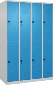 C+P Doppelstock-Spind Classic PLUS mit 4 Abteilen, Grau und Blau, H x B x T: 185 x 120 x 50 cm - Bild 1