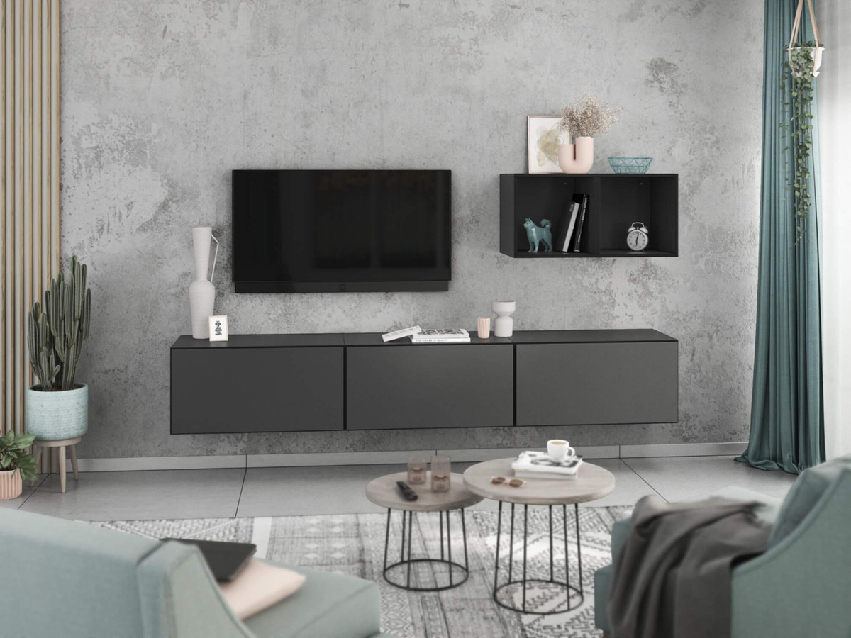 Wohnwand VARIANTO 3 moebel-dich-auf, 5-teiliges Set, anthrazit matt, wandhängend, Breite: 228 cm - Bild 1
