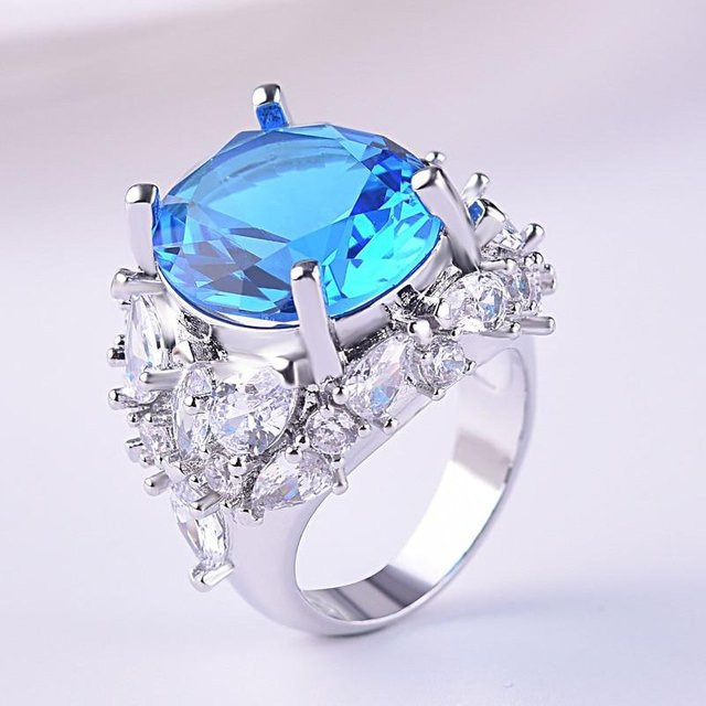 YIRAN Jewelry Ring 925 Silber, Saphir, Zirkonia, Damen - Bild 1