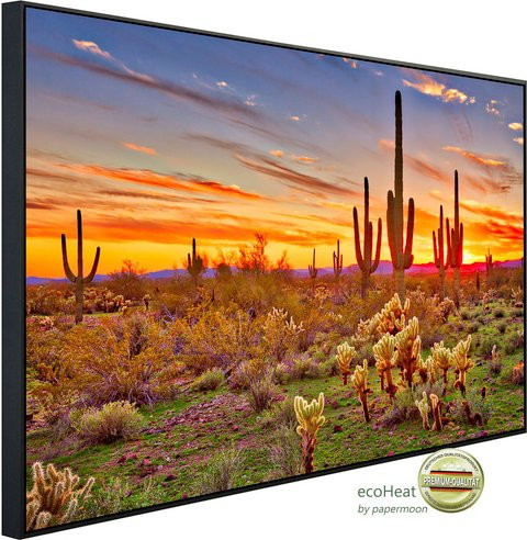 papermoon EcoHeat Infrarotheizung Saguaros Sunset Phoenix, Matt-Effekt, bunt, mit App-Steuerung und Überhitzungsschutz - Bild 1