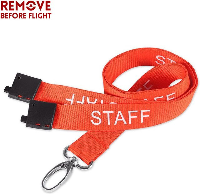 3 Stück Stab-Lanyards mit bedrucktem Umhängeband in Orange und Weiß mit drehbarem Metallclip - Bild 1
