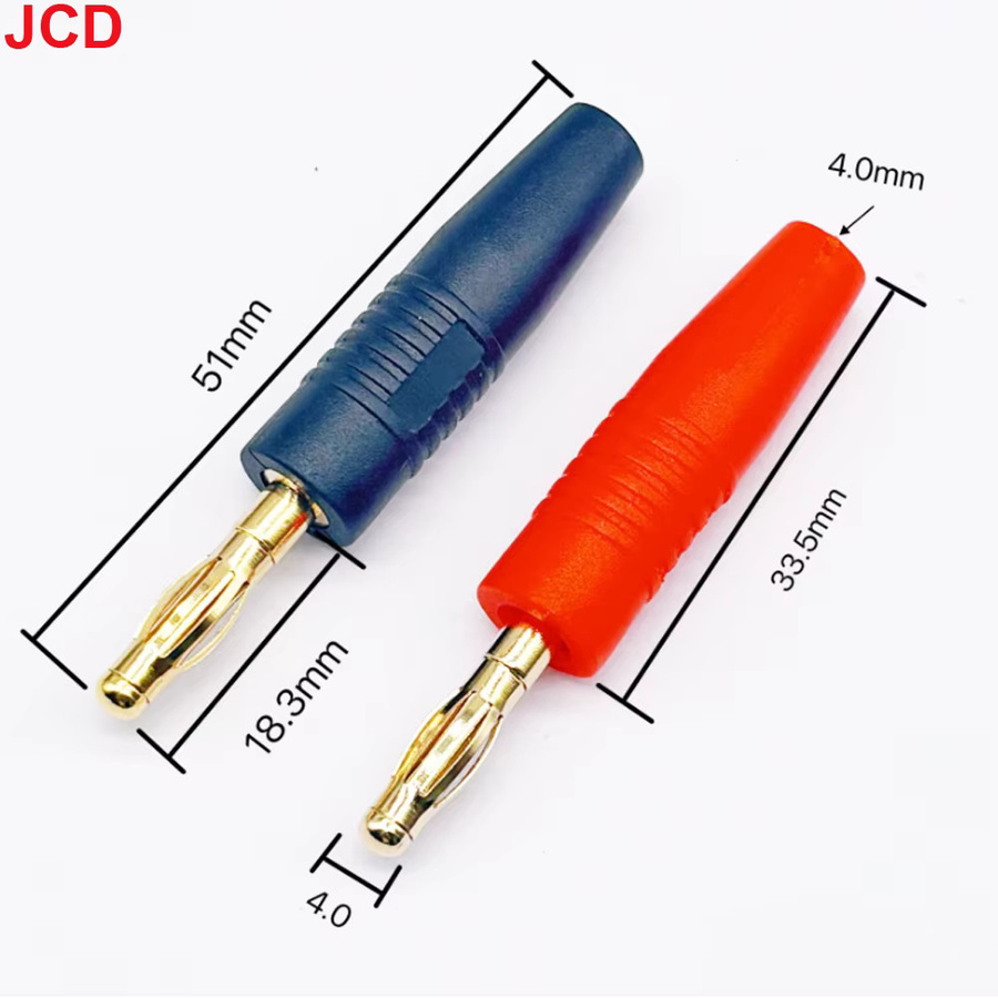JCD 4er-Set vergoldete Banana-Stecker 4mm für Lautsprecherkabel in Rot - Bild 2
