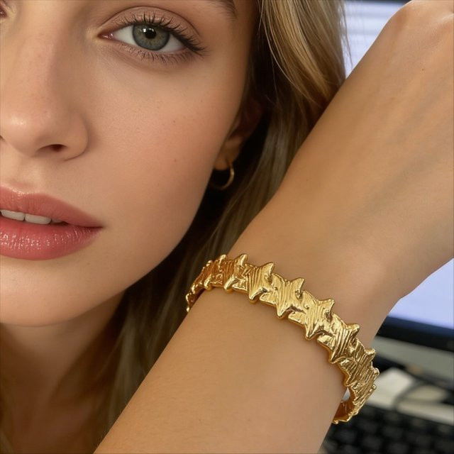 Stern-Schnapparmband Edelstahl, Gold, Damen - Bild 1